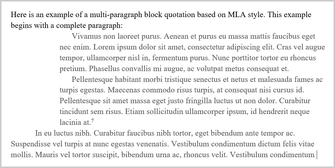 How to write a block quote mla