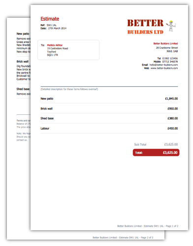 builders quotation template