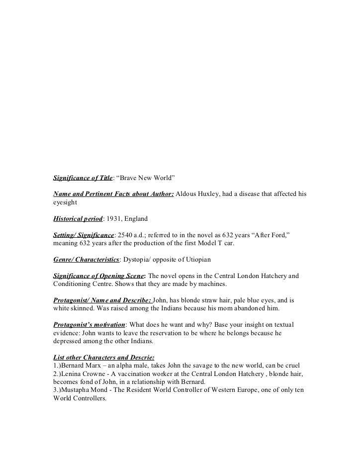 Essays on brave new world