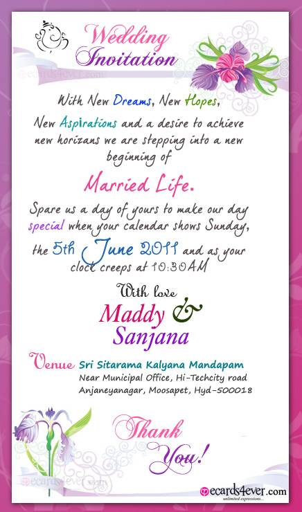 Wedding Invitation Wording Wedding Invitation Wording Via Sms