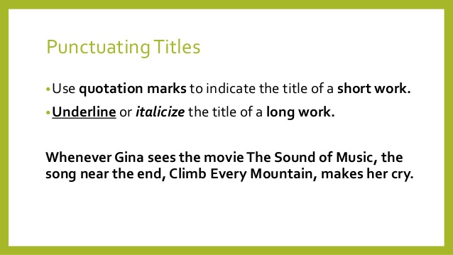 Do movies need to be underlined in an essay
