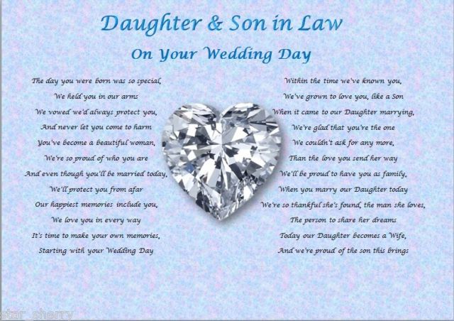 DAUGHTER & SON IN LAW- Wedding Day (Poem gift) Wedding Day, Poem ...
