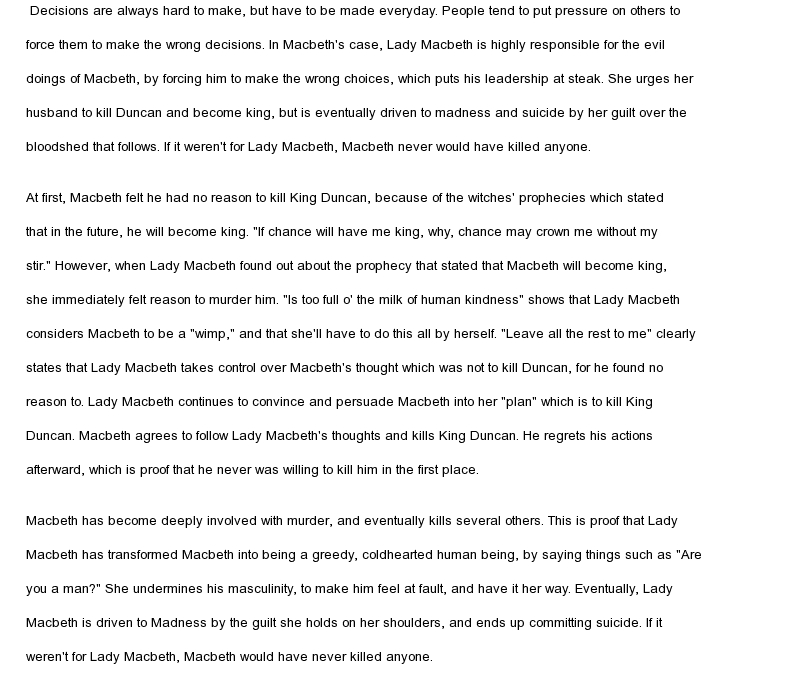 Macbeth essay topics