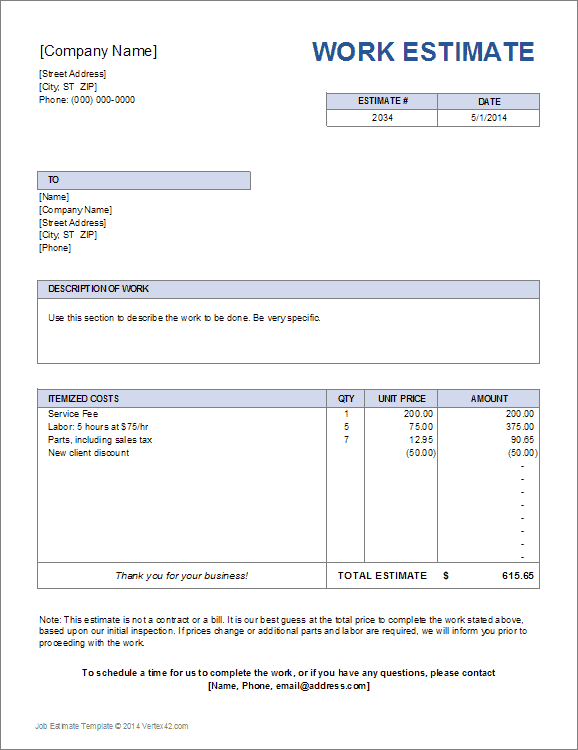 service quotes template