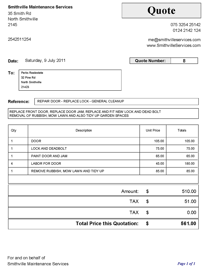 Quote Template | Free Price Quote Template for Excel Quotation form template
